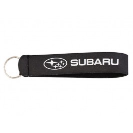 Subaru Wristband Keychain In Black With White Subaru Logo