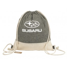 Subaru Gear Recycled Cotton Drawstring Bag Gray With Subaru Logo