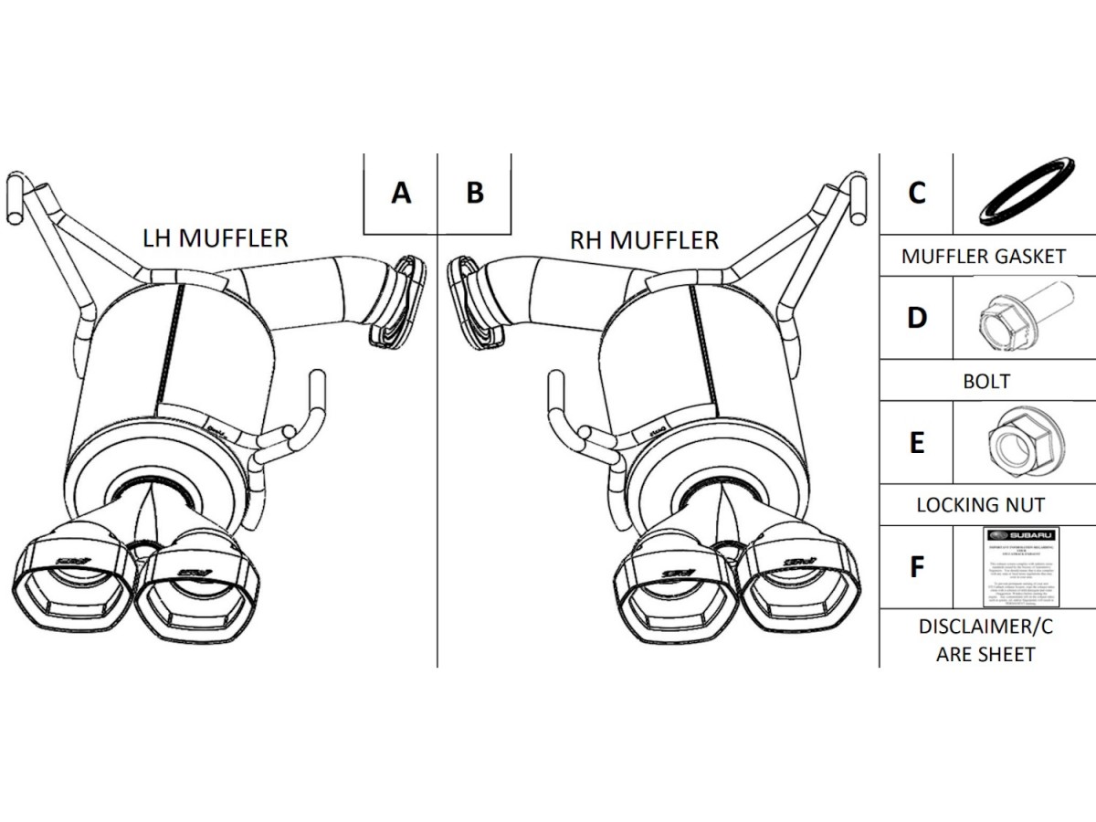 Subaru STI Performance Mufflers Stainless Steel With Quad Exhaust