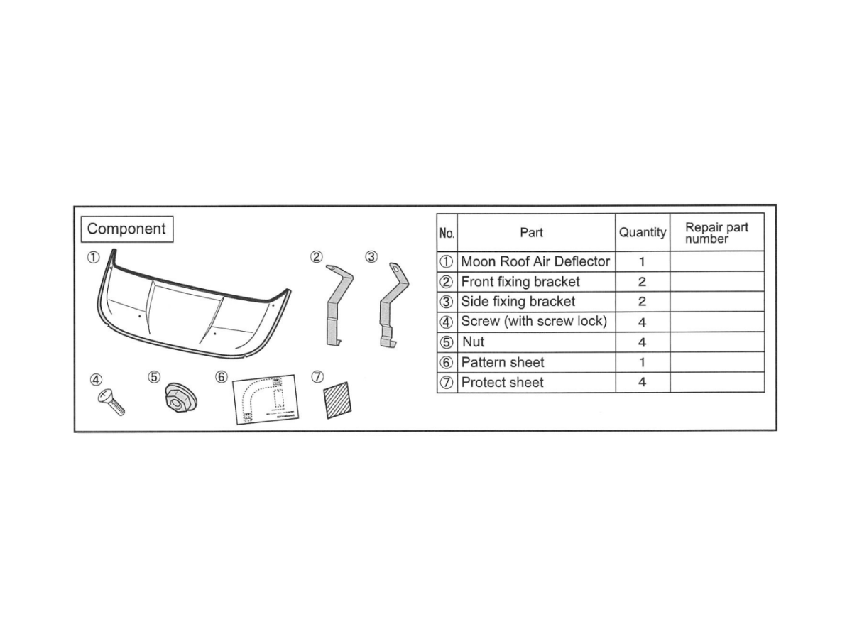Subaru Moonroof Air Deflector F5410SJ001 Subaru Online Parts