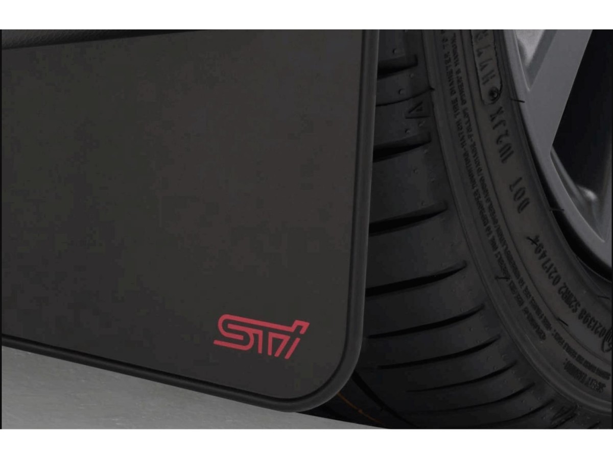 Subaru Mud Flaps Kit Of Four For Front And Rear Black With Red STI