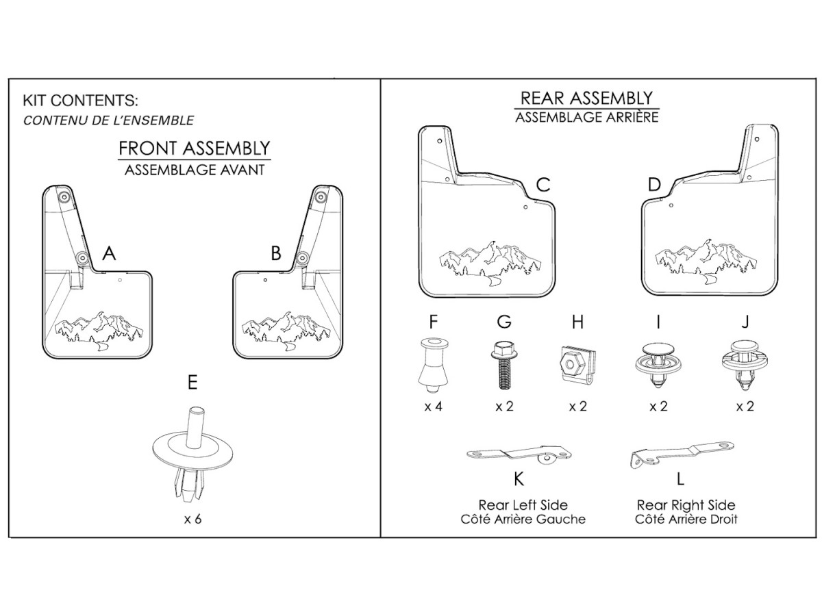 Subaru Mud Flaps Flat Style Black With Wilderness Logo Kit Of Four