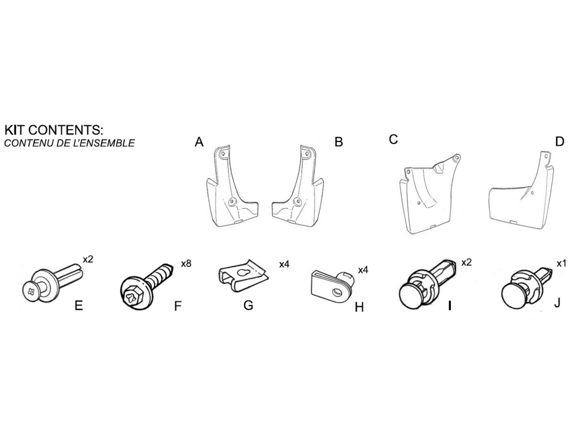 Subaru Molded Black Splash Guards Kit Of Four For Front And Rear