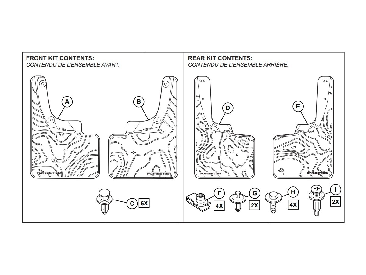 Subaru Mud Flaps Kit Of Four For Front And Rear Black With