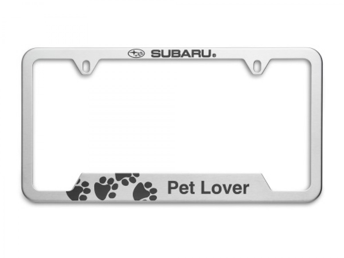 Subaru License Plate Frame Pet Lover Polished Stainless Steel